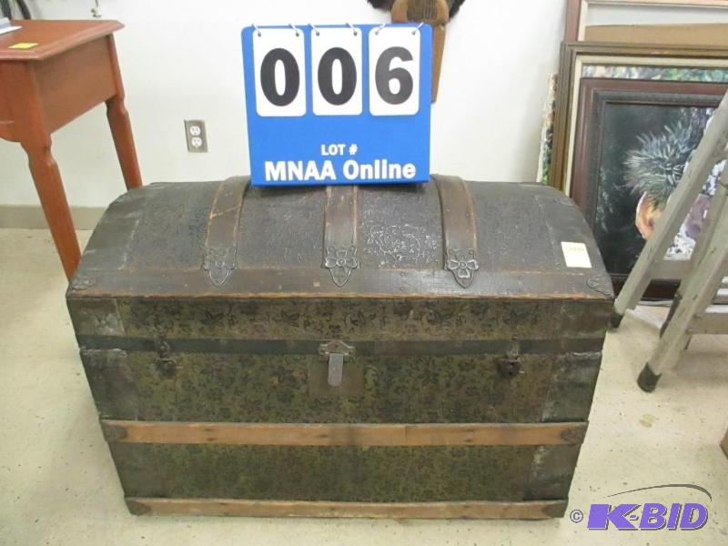 lot 6 image: Antique Camel Back Trunk