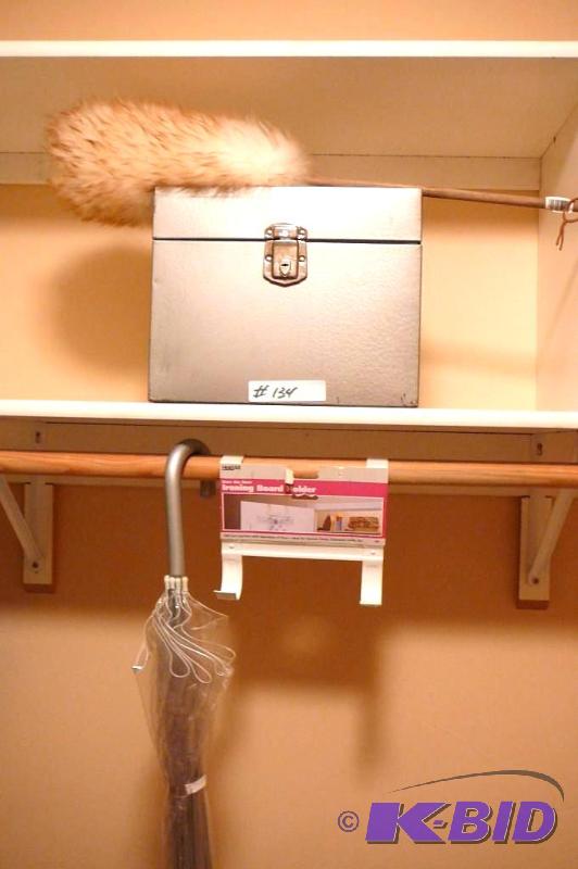 Metal storage&nbspbox with key, duster, umbr...