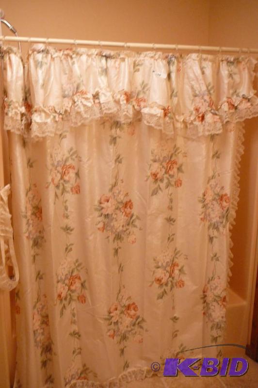 Floral decorative shower curtain and rod...