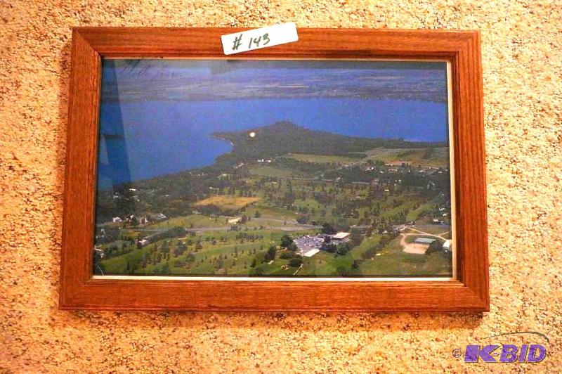 Wooden framed picture 18-12&quotW x 13-14&...