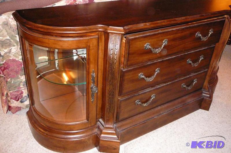 Glass top wood Credenza 61&quot L x 17&quot...