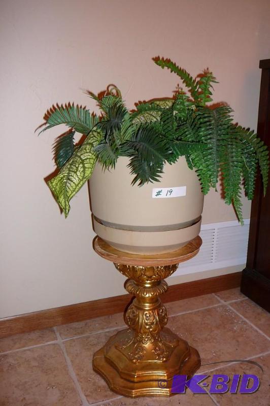 Ceramic gold color plant stand 16&quot tall ...
