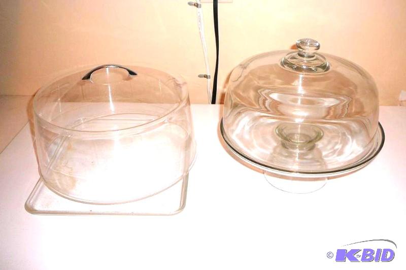 1 glass cake display case 1 plastic cake cove...