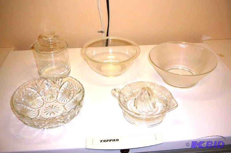 Miscellaneous glass bowls amd orange juice sq...