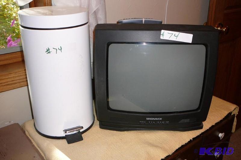 Magnavox TV with remote and step down garbage...