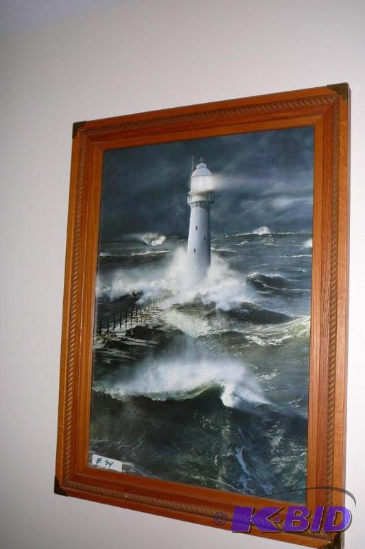 Framed light house print 28&quotW x 38&quot...