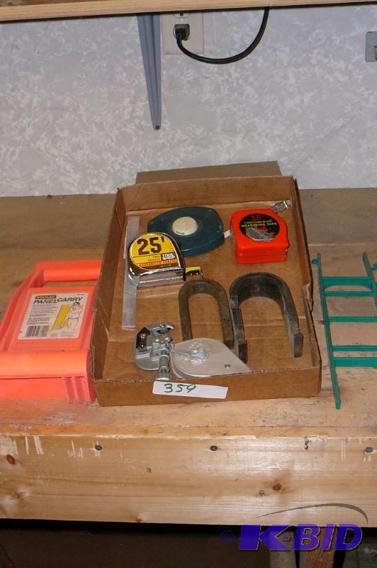 lot 359 image: Measuring tap, magnets and pipe cutter...
