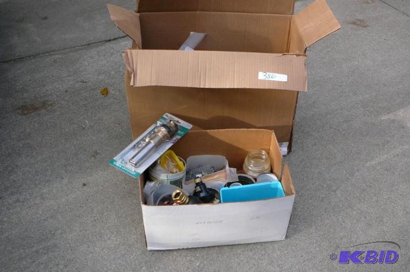 lot 386 image: Lot of misc&nbspelectrical supplies, nails, ...