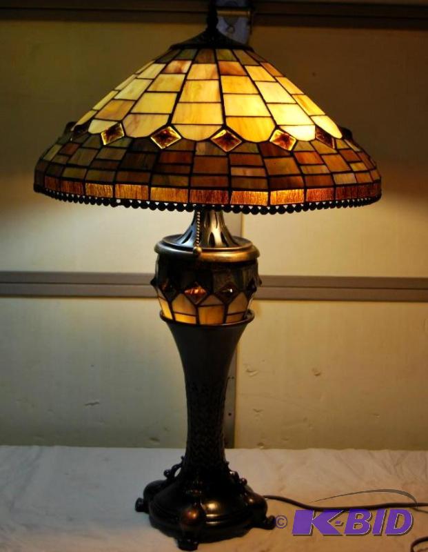 Double Lit Tiffany Style Table Lamp, hand cut...