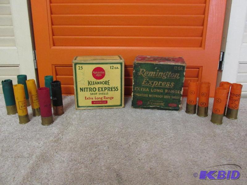 lot 92 image: Two Vintage Shotgun Shell Boxes and some empties.