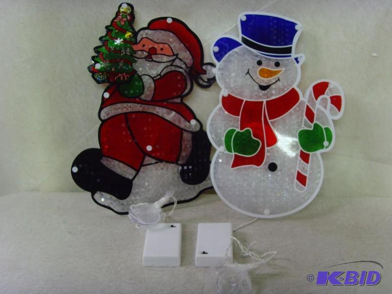 lot 94 image: Illuminated Santa & Snowman