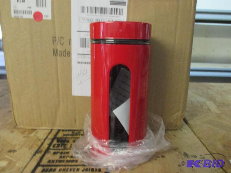 Metal window canister, one has broken glass...