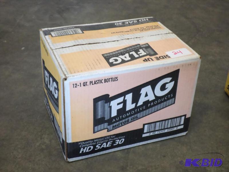 lot 24 image: (12) Quarts Flag HD SAE-30 Motor Oil...
