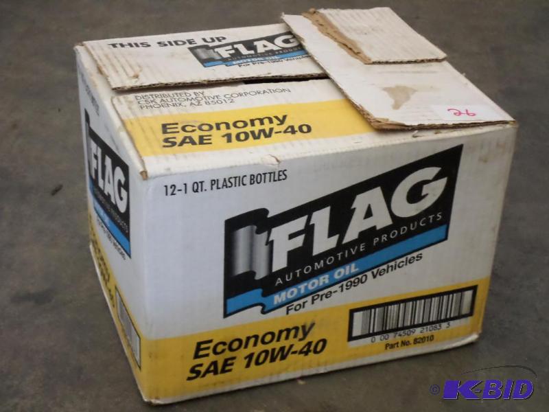 lot 26 image: (12) Quarts Flag 10W-40 Motor Oil...