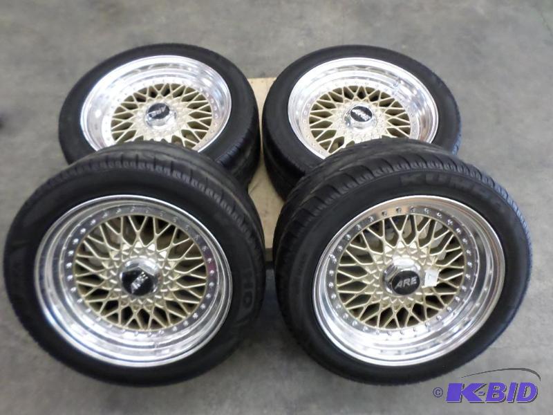 lot 9 image: (4) 17" ARE 5-Lug Wheels With Kumho Ecst...