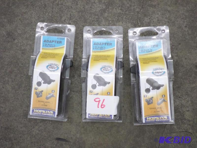 lot 96 image: (3) Hopkins 7RV-Blade To 6-Pole Round Adapter...