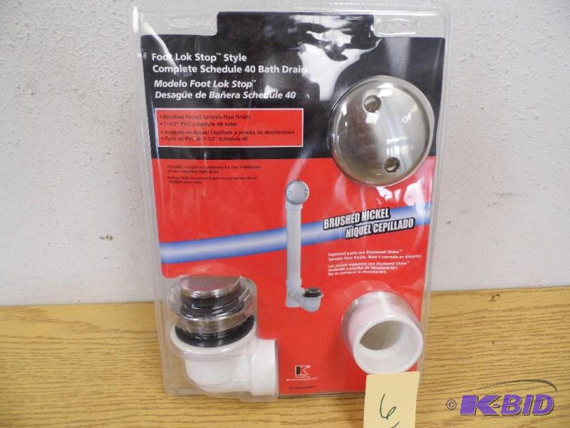 lot 6 image: New Foot Lok Stop Style Bath Drain