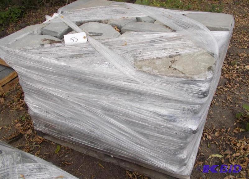 lot 53 image: 1 Pallet of 2" Blue Stone Irregular Tumb...