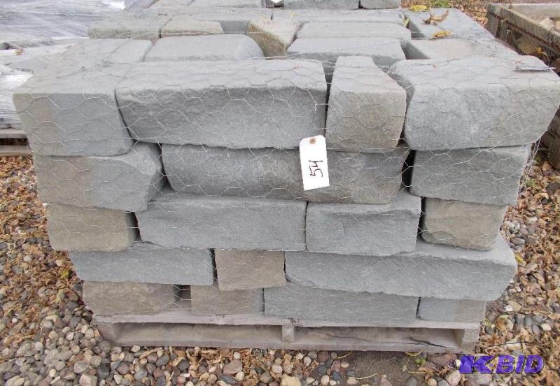 lot 54 image: 1 Pallet of 6" Blue Stone Irregular Tumb...