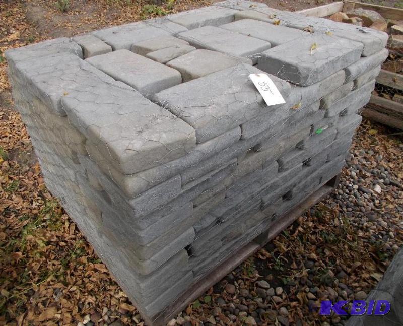lot 55 image: 1 Pallet of 6" Blue Stone Irregular Tumb...
