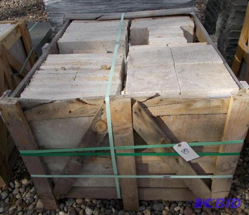 lot 80 image: 1 Pallet of Brown Travertine Pavers Approxima...