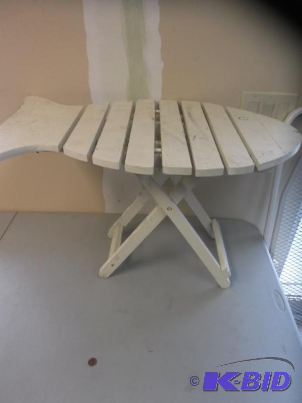 Folding Bone Fish Table, Some Wear...