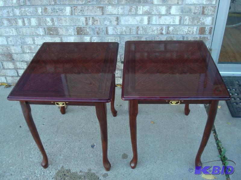 Pair Of Dark Red End Tables...