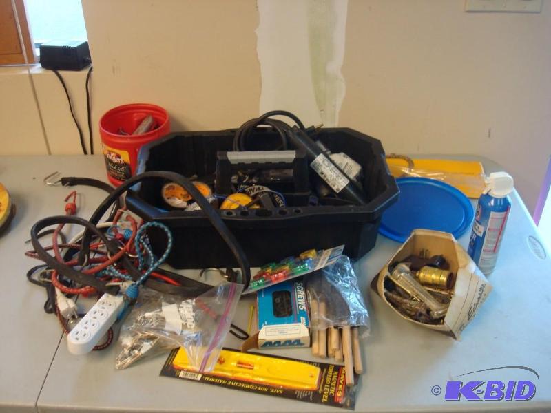 Lot Of Mixed Tools, Bungees, Black Tray...