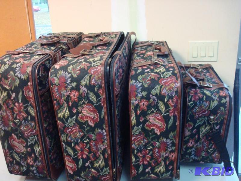 Lot Of Suitcases, Floral Print, Good, Clean C...