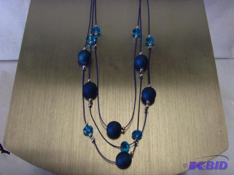 Denim Bead Crystal Necklace Set