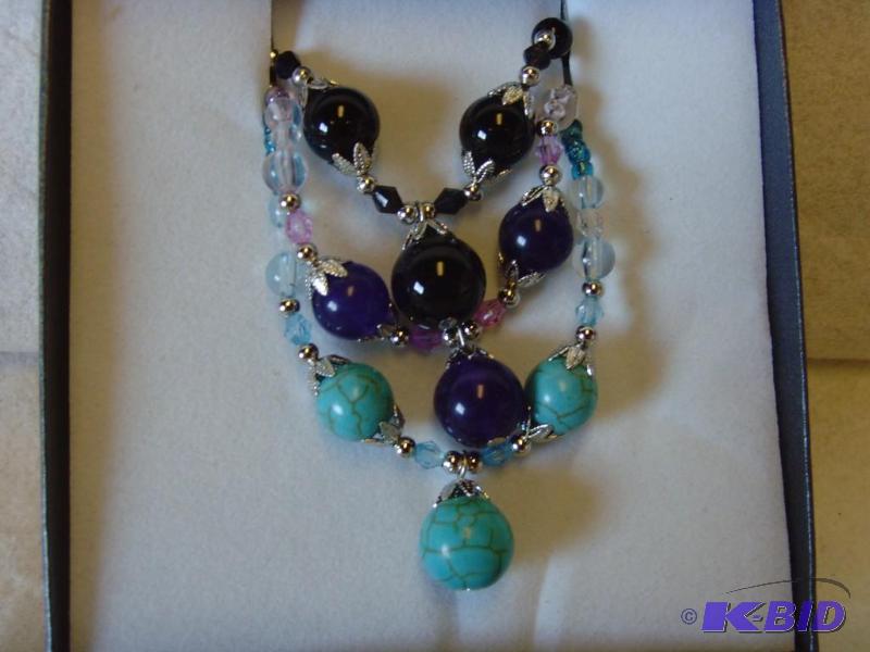 3 Piece Beaded Gem Necklace Set