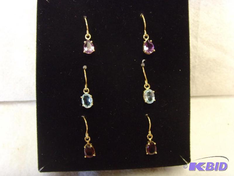 3 Pair Gem Variety Earrings