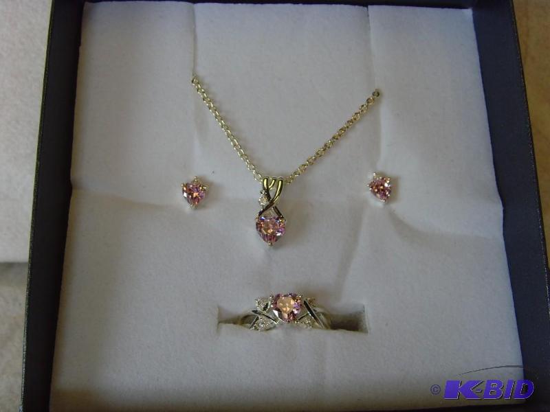 3 Piece Pink Heart Gem Set