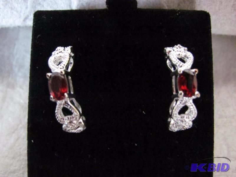 Stylish Crystal & Ruby Earrings