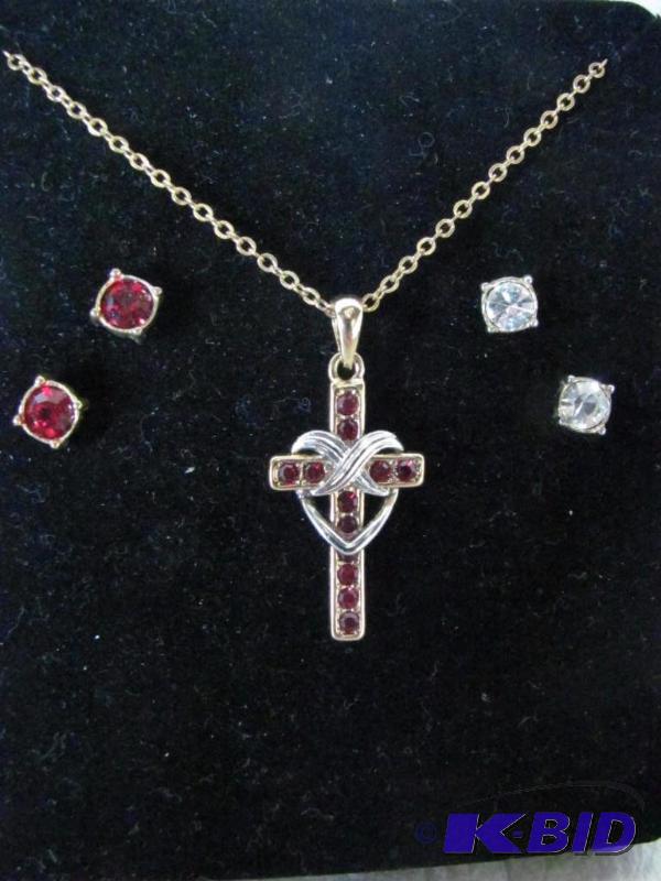 July Birthstone Cross Pendant Set