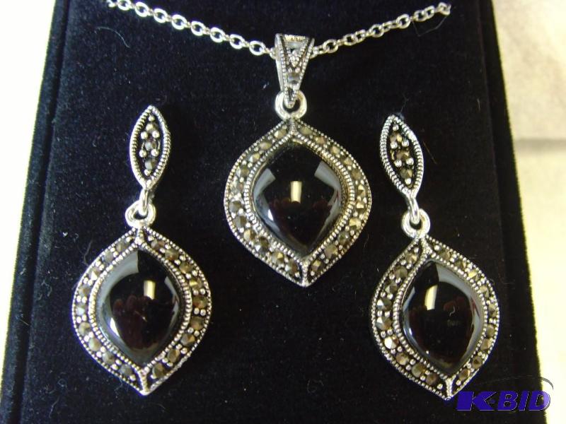 Black & Silver Tone Gem Set