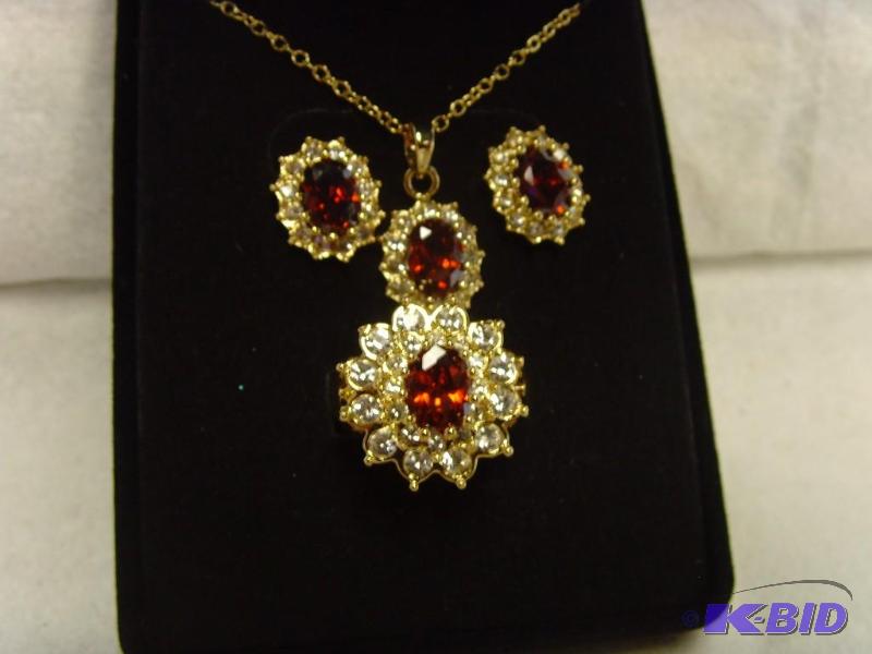 Red Ruby Crystal Flower Set