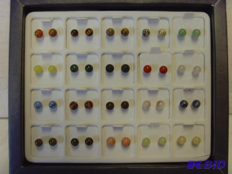 Pearl Style Multi Gem Earring Set