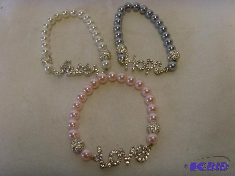 Love Faith Hope Pearl Bracelet Set