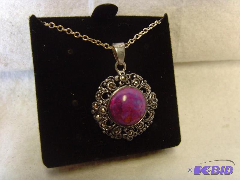 Purple Gem Broach Style Necklace