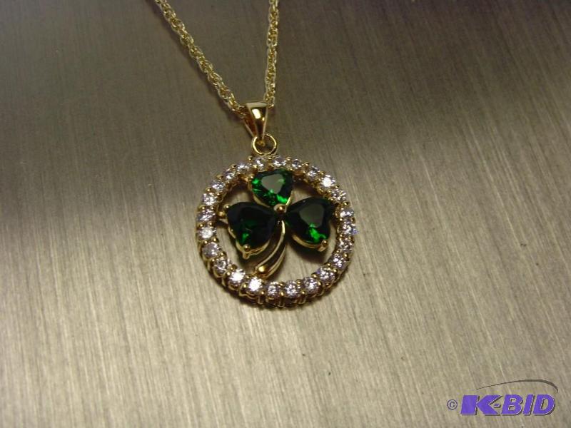 Shamrock CZ Pendant Necklace