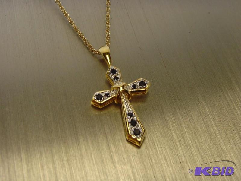 Crystal & Gem Stud Cross Necklace