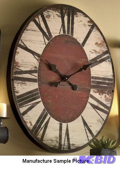 Wooden Rustic Oval Wall Clock -&nbspA clock ...