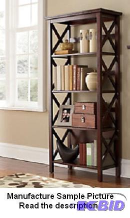 Walnut Finish X Design Shelf&nbspBookcase - ...