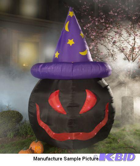 Inflatable Black Pumpkin with Witch Hat -&nbs...