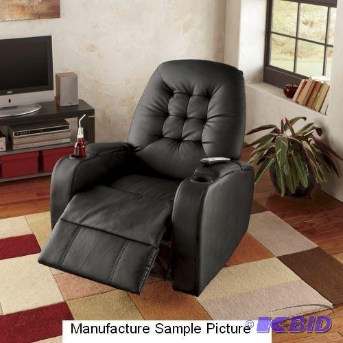 Black Like Leather Home Theater Recliner - Ex...