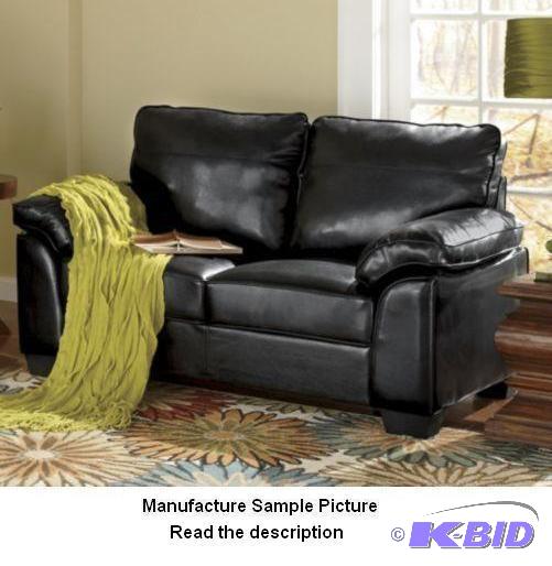 Black Like Leather Loveseat - Generously padd...