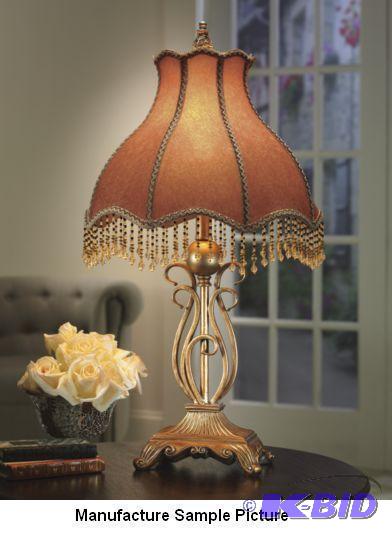 Victorian Beaded Lamp - Topped by a shapely b...