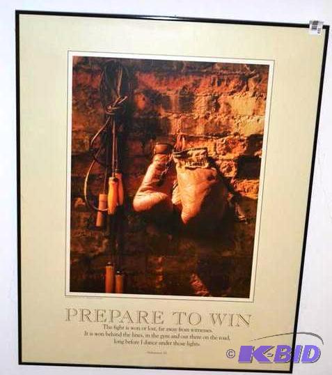 lot 113 image: &quotPrepare To Win" BOXING framed art ...
