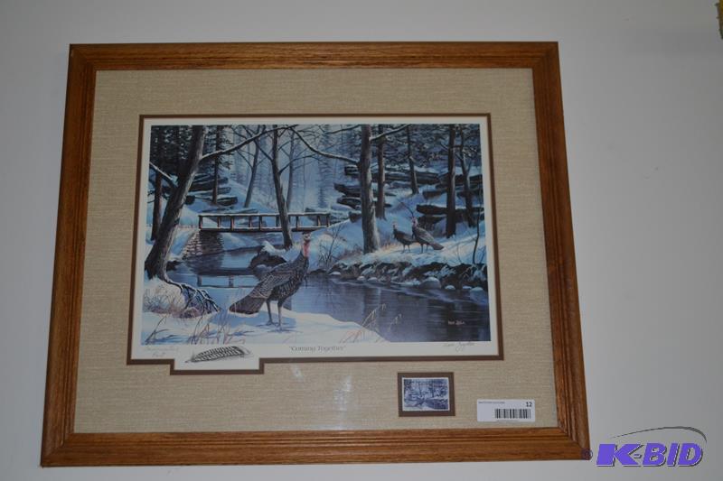lot 12 image: Framed 1985 Ken Zylla &quotComing Together&q...